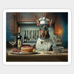 Doberman Pinscher Dog Chef in the Kitchen Sticker